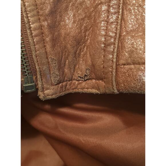 GUC Gianti Collection Men's Brown Leather Belted Jacket Zipper Pockets Size L - Picture 9 of 10